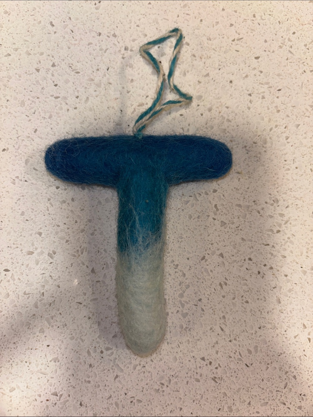 Blue Ombre Felt 'T' Christmas tree ornament